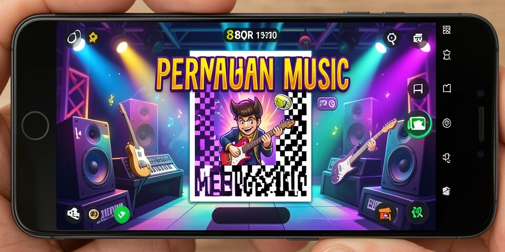 Tampilan utama gameplay 8QR dengan interaksi musik yang seru.