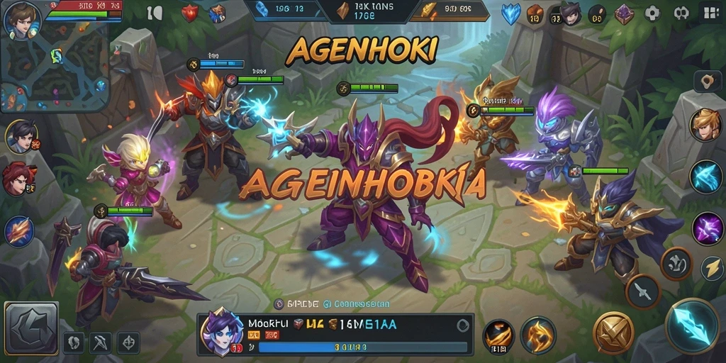 Tampilan menarik dari gameplay MOBA AGENHOKI.