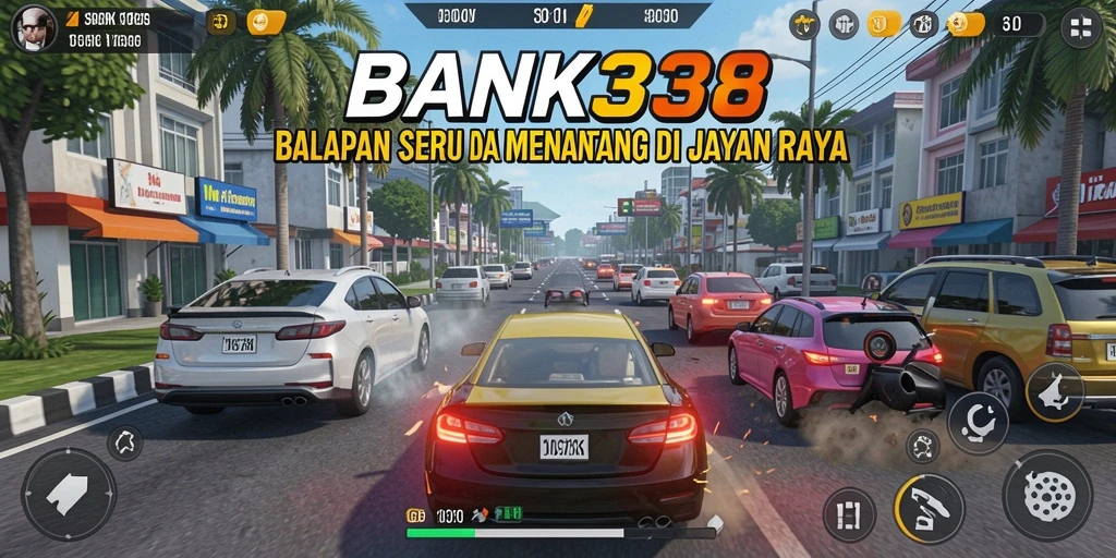 Gameplay intens dengan berbagai kendaraan balap di BANK338.