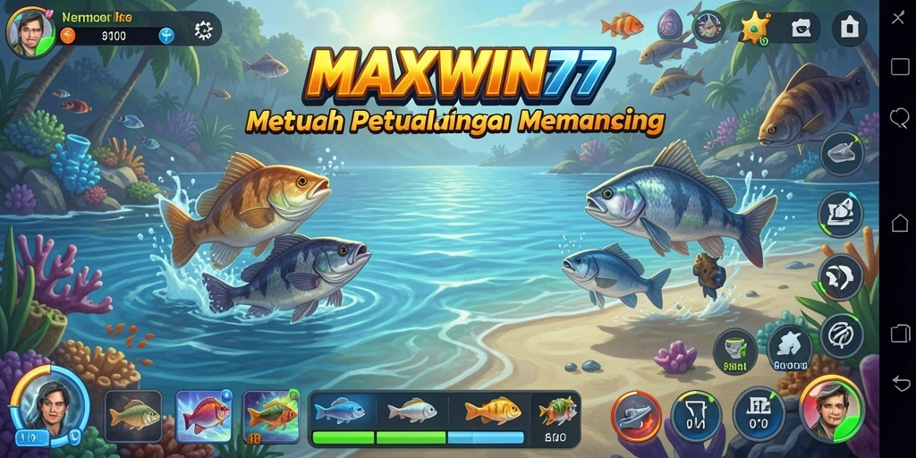 Tampilan screenshot gameplay MAXWIN77 yang menakjubkan saat memancing.