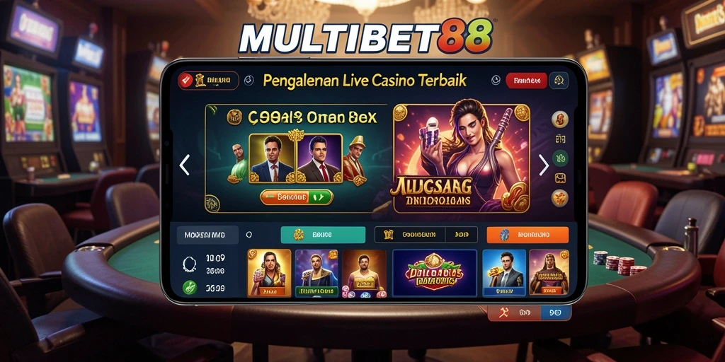 Screenshot gameplay MULTIBET88 menampilkan dealer profesional di meja casino langsung.
