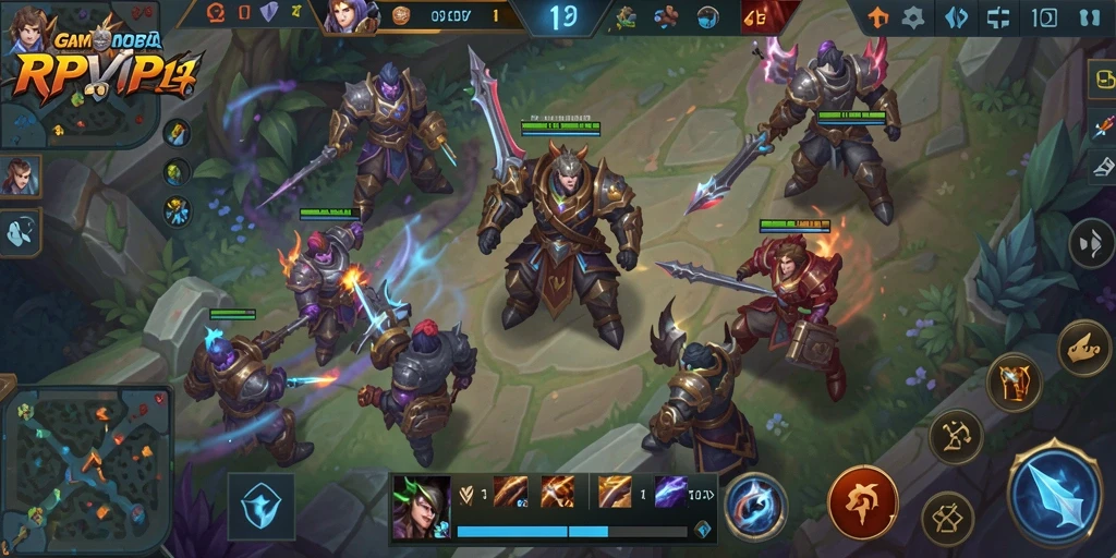 Tampilan gameplay RPVIP1 dengan aksi bertempur karakter di arena.