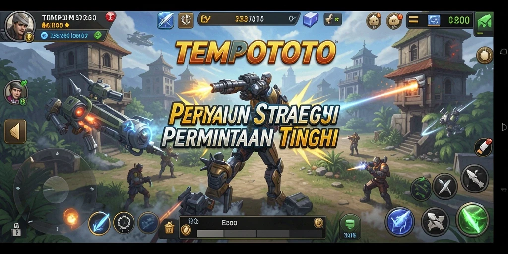 Tampilan gameplay epik dalam TEMPOTOTO yang menegangkan.